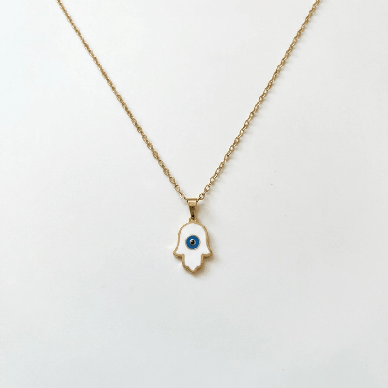 Hamsa Hand Titanium Steel Necklace for Protection & Good Fortune