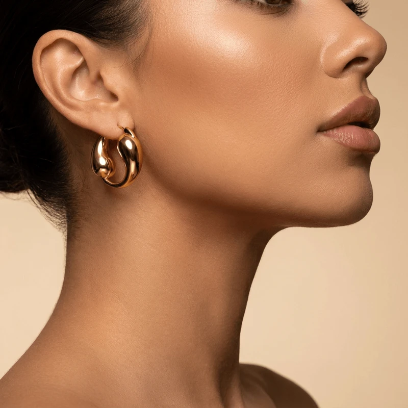 Gold Pisces Hoop 18K Gold Plated 925 Sterling Silver Post Earrings for Inner Balance & Timeless Elegance