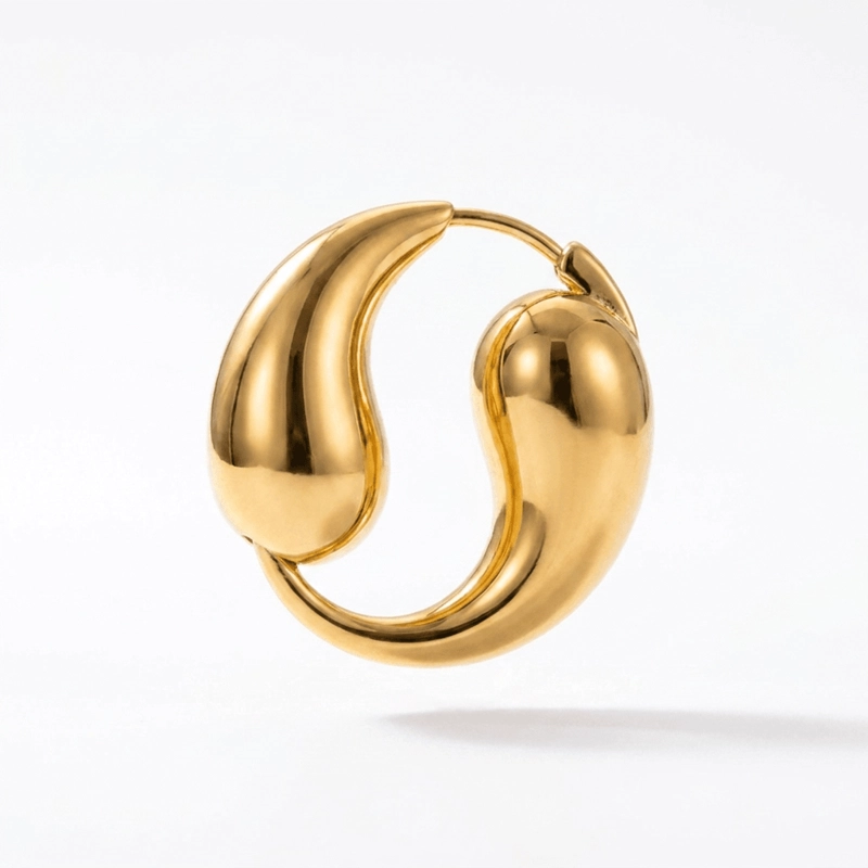 Gold Pisces Hoop 18K Gold Plated 925 Sterling Silver Post Earrings for Inner Balance & Timeless Elegance