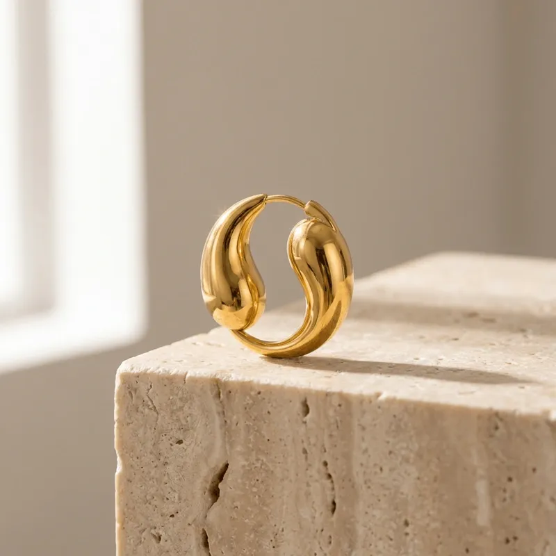 Gold Pisces Hoop 18K Gold Plated 925 Sterling Silver Post Earrings for Inner Balance & Timeless Elegance