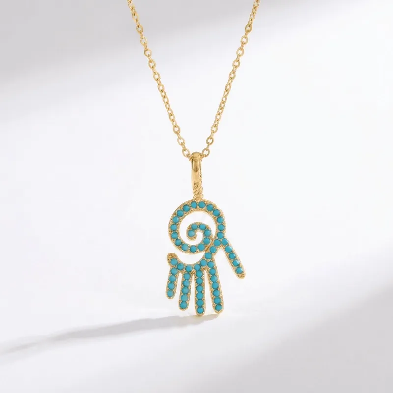 Gold Hamsa Hand Titanium Steel Necklace for Spiritual Protection & Good Fortune
