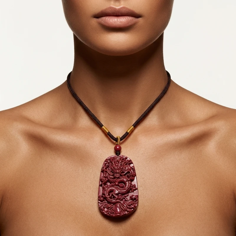 Purple Gold Sand Dragon Cinnabar Pendant Necklace – Protection, Prosperity & Spiritual Harmony
