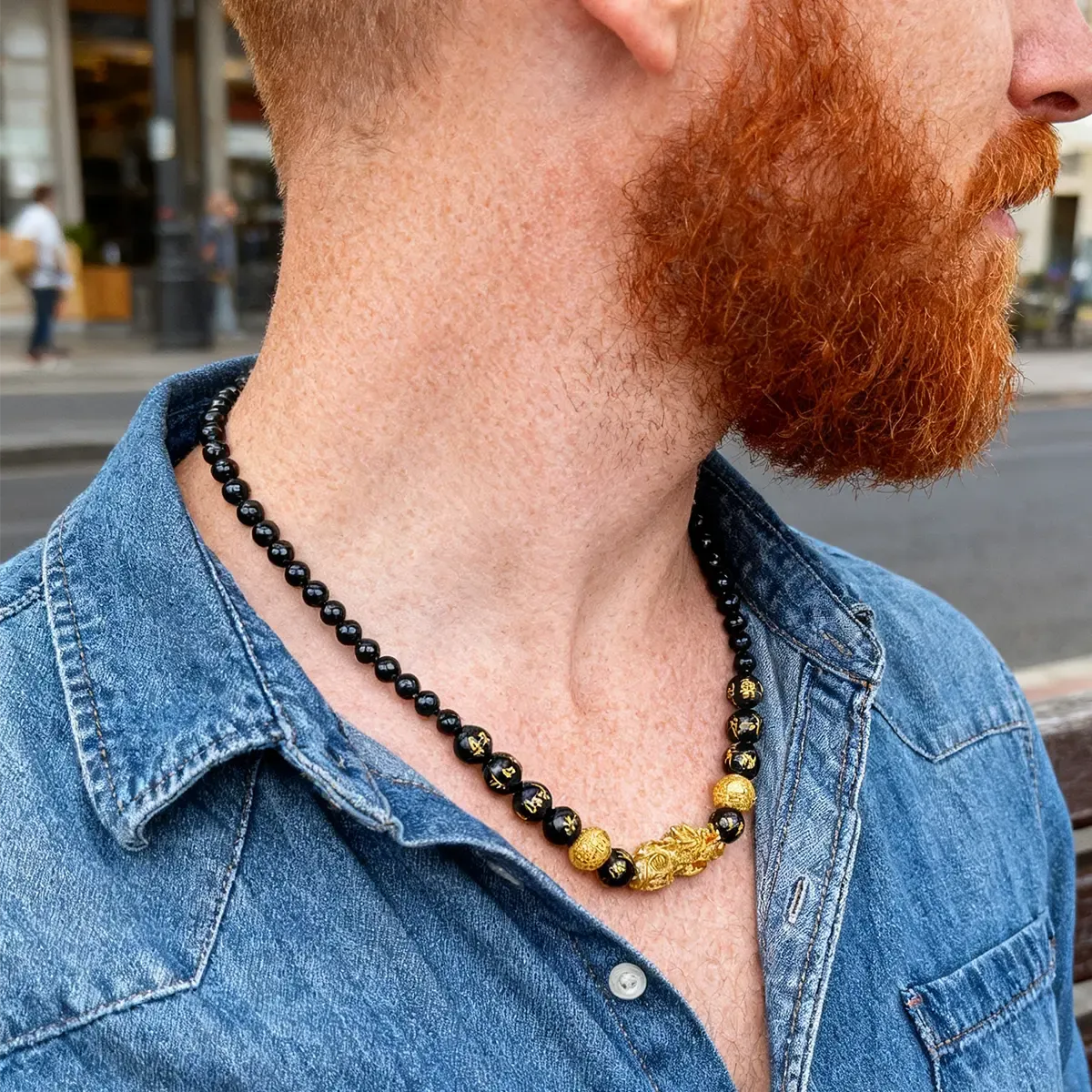 Obsidian Pixiu Fortune Necklace - The Unyielding Protector