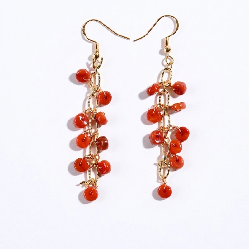Red Jade Tassel Earrings – New Chinese Vintage Luxury & Elegant Face-Framing Charm