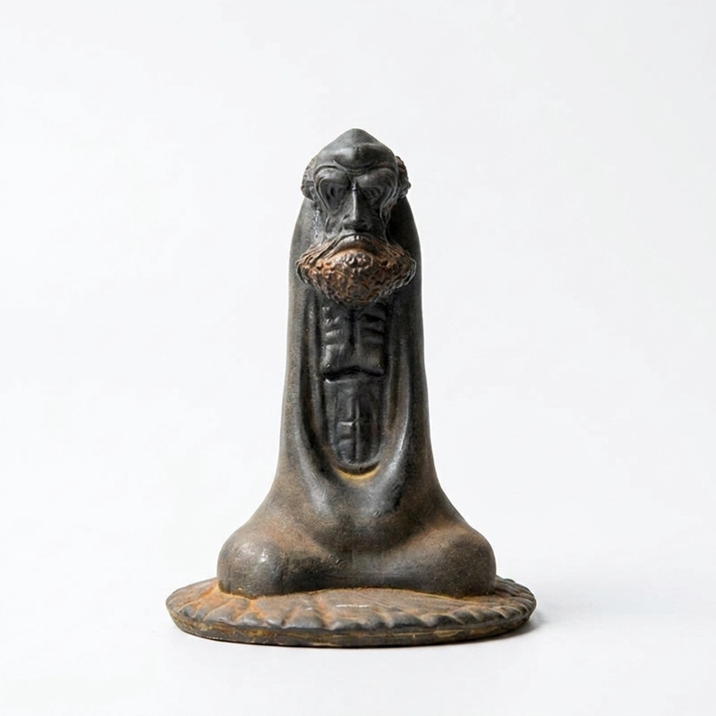 Natural Rust Iron & Resin Bodhidharma Statue for Inner Peace & Spiritual Protection