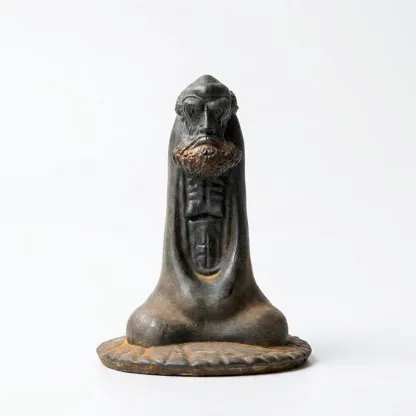 Natural Rust Iron & Resin Bodhidharma Statue for Inner Peace & Spiritual Protection
