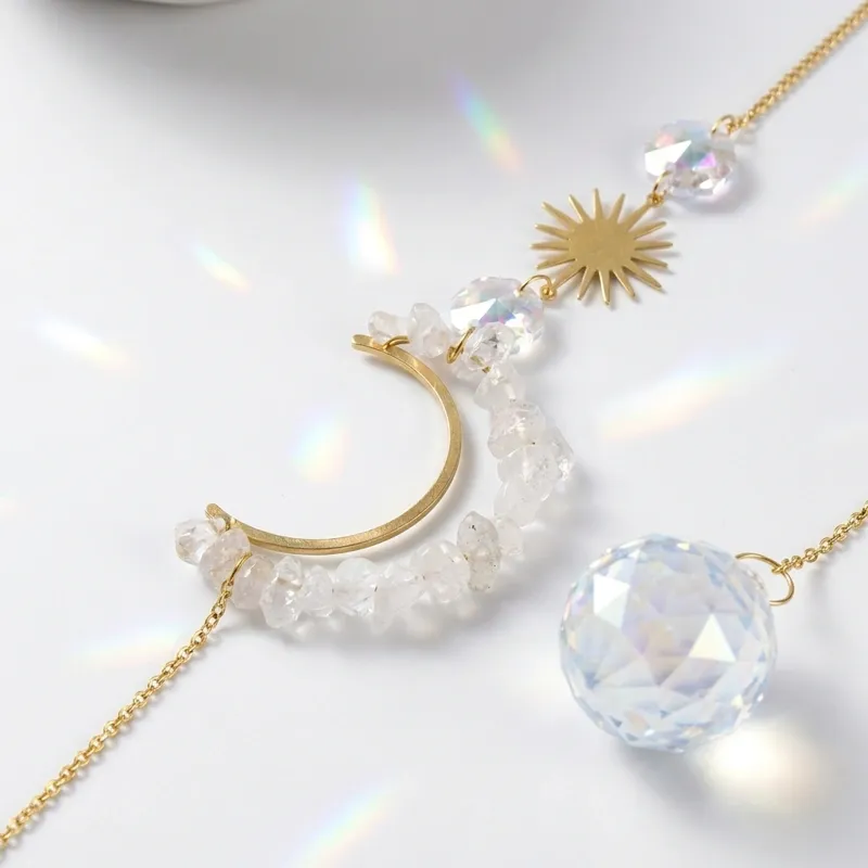 Clear Quartz Moon Suncatcher – Purifying Energy, Clarity & Inner Peace