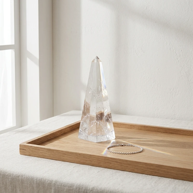 Clear Quartz Crystal Pyramid – Energy Cleansing, Mental Clarity & Spiritual Protection