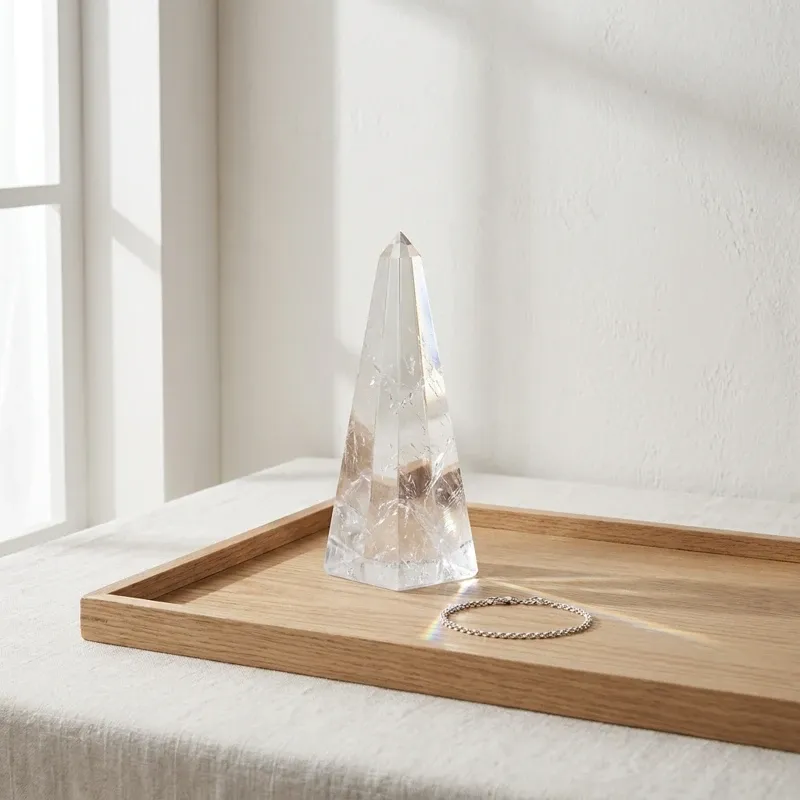 Clear Quartz Crystal Pyramid – Energy Cleansing, Mental Clarity & Spiritual Protection