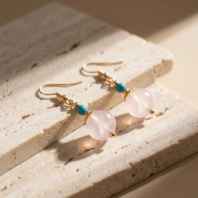 Rose Quartz Rose Quartz Dangle Earrings for Love & Inner Peace