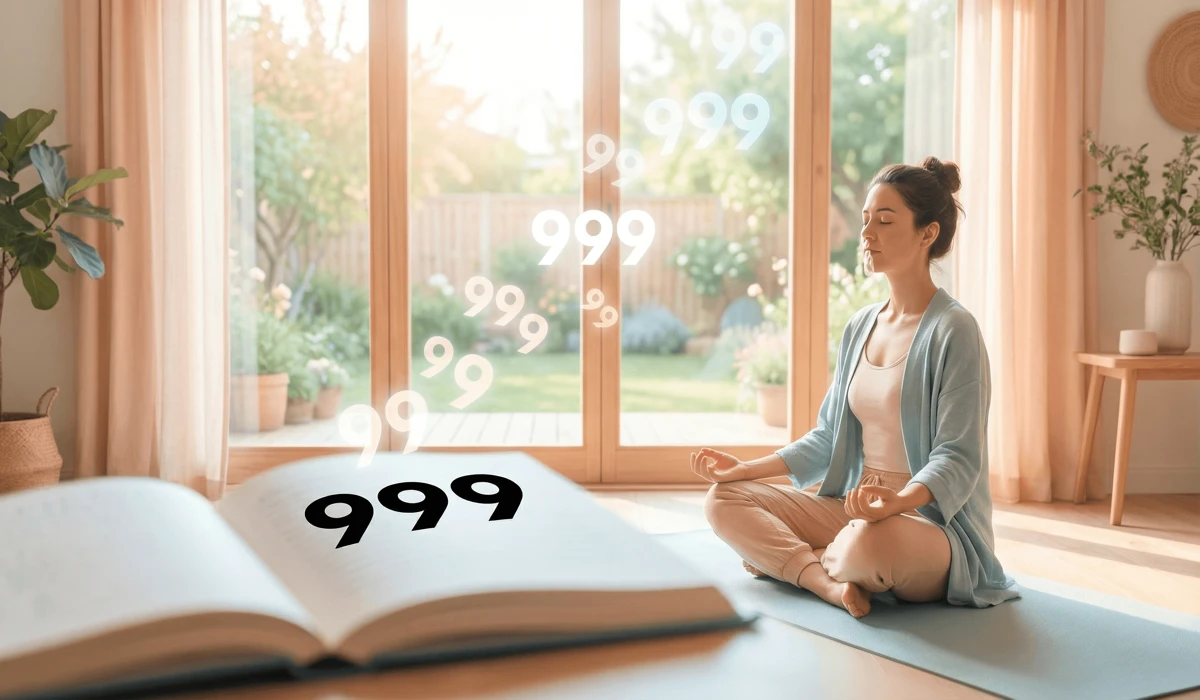 Spiritual ritual of journaling and breathwork using angel number 999 to signal cellular repair and the completion of a healing cycle.