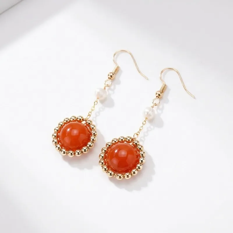 Red Agate & Pearl Earrings for Inner Harmony & Positive Energy