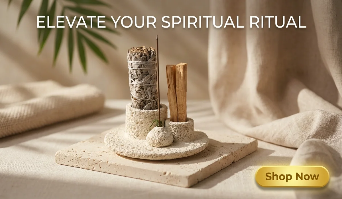Multi-Functional Cement Incense Holder for Sage and Palo Santo - Premium Wellness Ritual Home Decor with Shop Now button