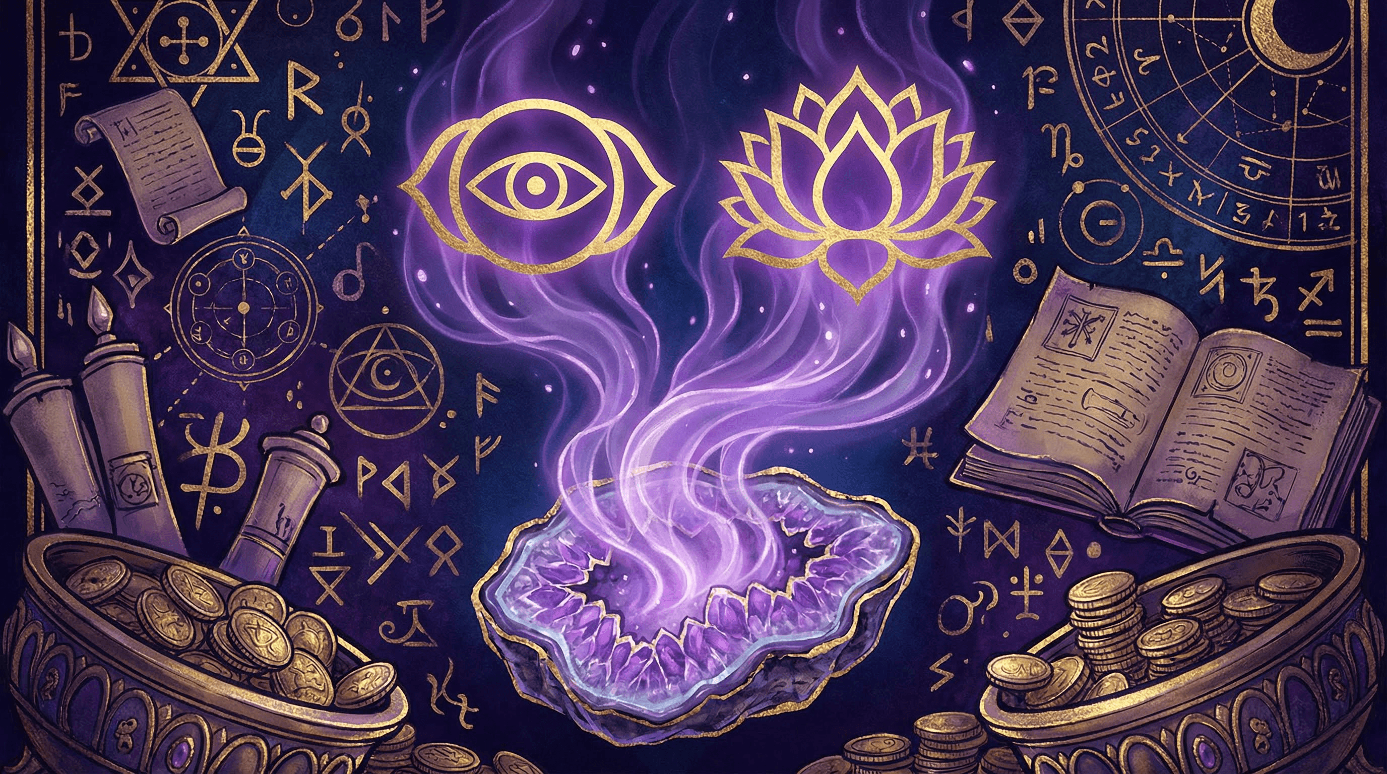 Spiritual symbolism of Amethyst geode showing connection to Third Eye chakra and inner wisdom.