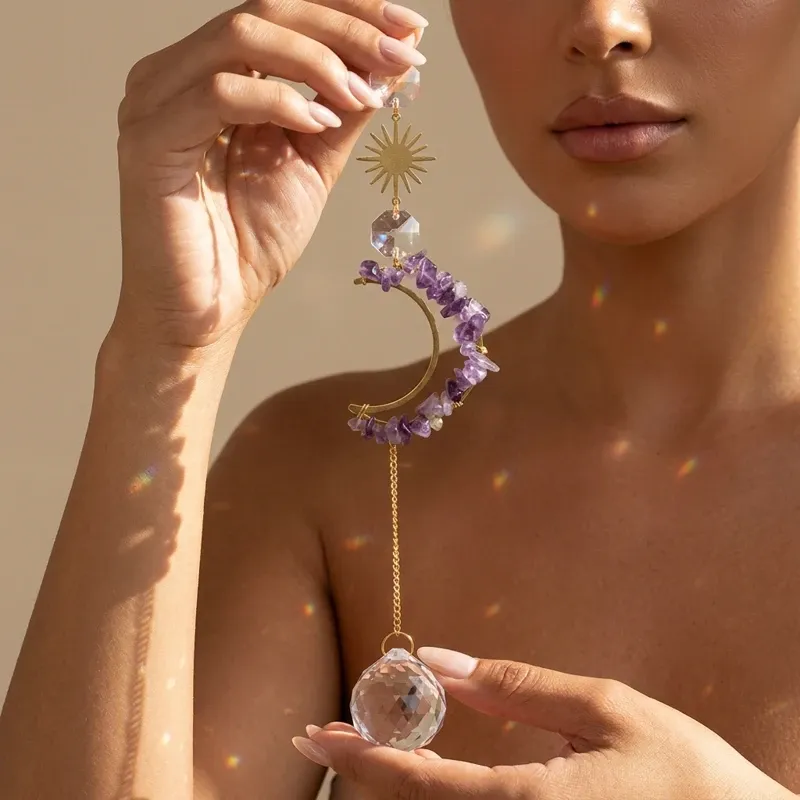 Amethyst Amethyst Crystal Sun Catcher – Inner Peace, Spiritual Wisdom & Positive Energy