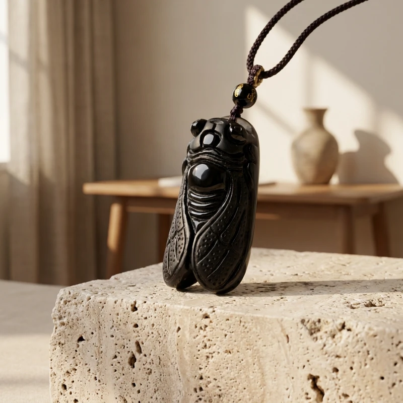 Obsidian Cicada Pendant – Academic Success, Instant Achievement & Protection