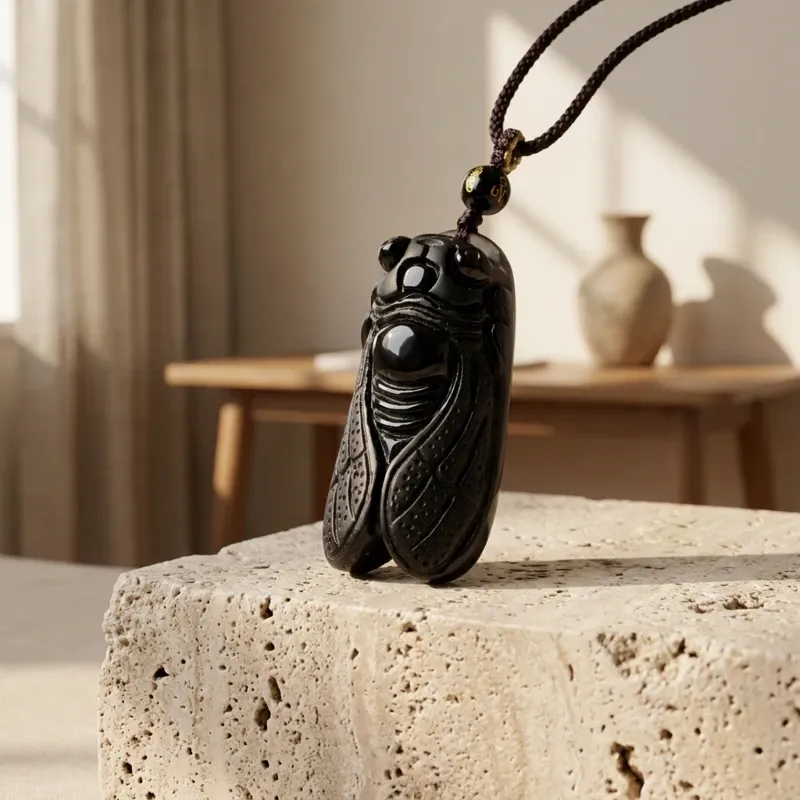 Obsidian Cicada Pendant – Academic Success, Instant Achievement & Protection