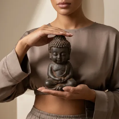 Natural Rust Iron Resin Shakyamuni Buddha Statue – Zen Serenity & Spiritual Protection