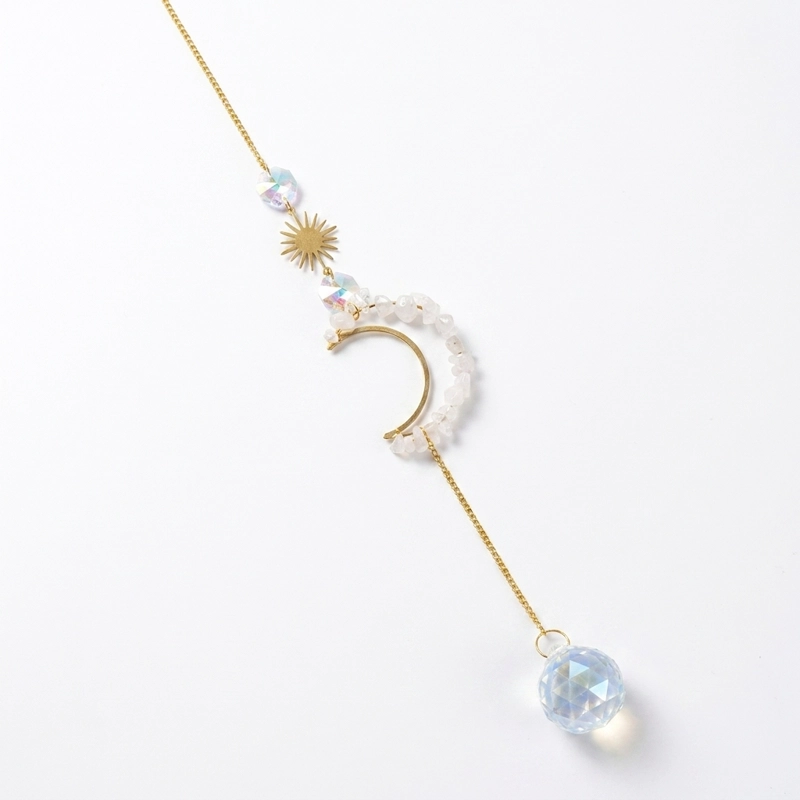 Clear Quartz Moon Suncatcher – Purifying Energy, Clarity & Inner Peace