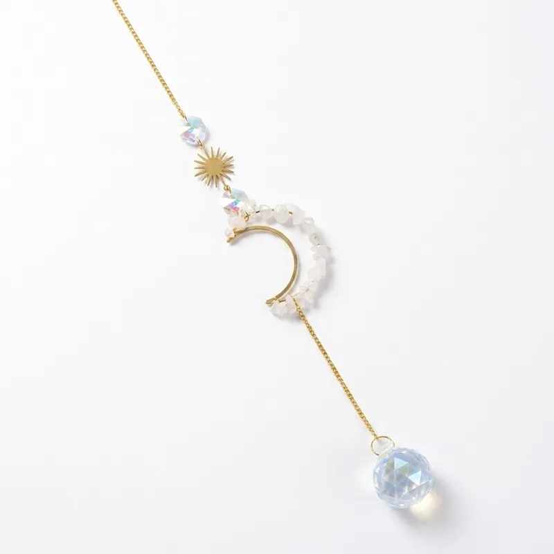 Clear Quartz Moon Suncatcher – Purifying Energy, Clarity & Inner Peace