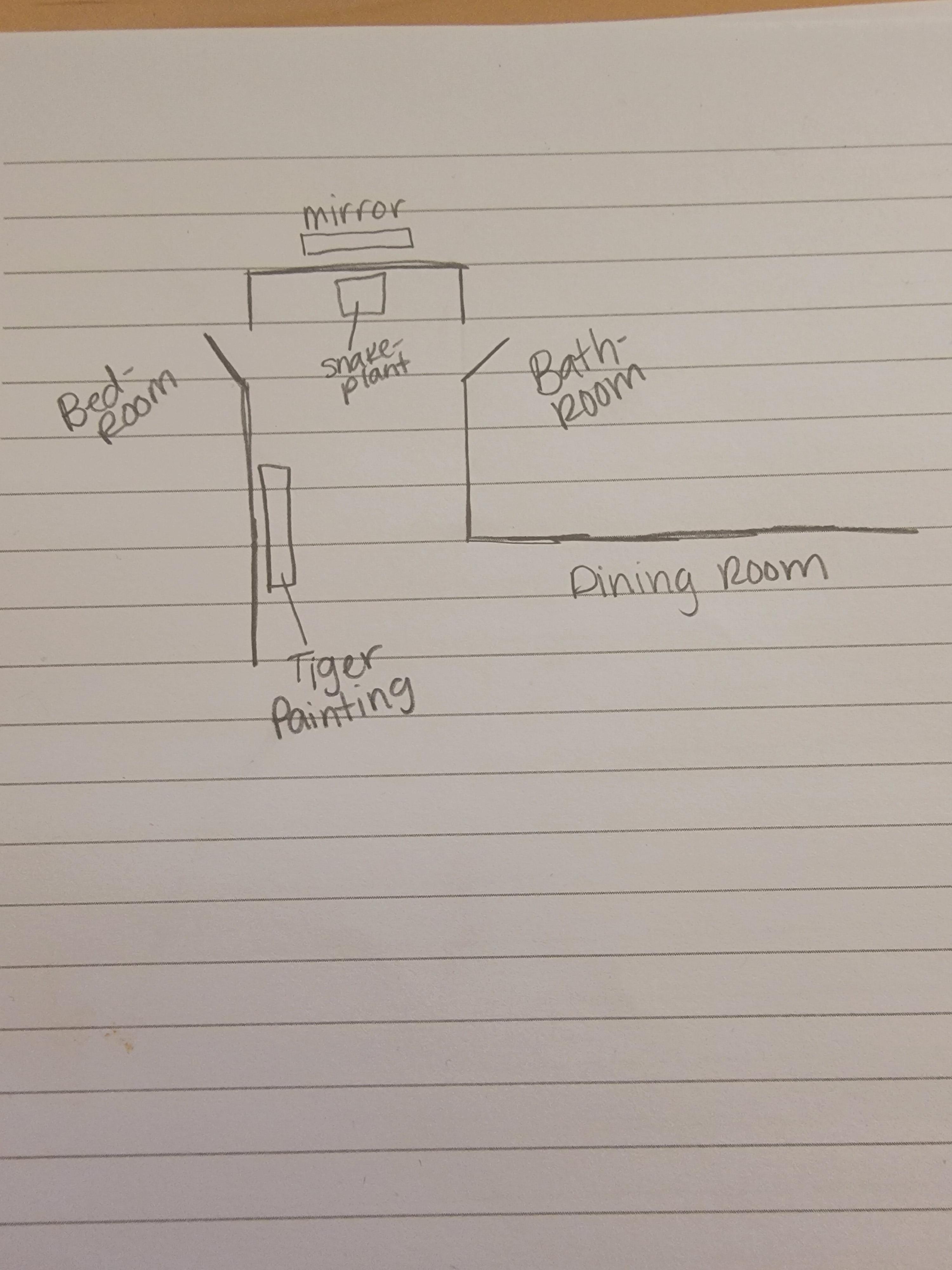 A small apartment hallway setup with a mirror and plants to manage Qi flow.
