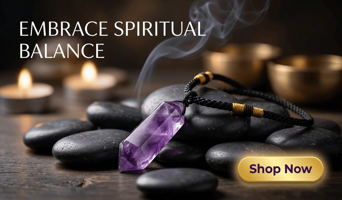 Amethyst Serenity Necklace - Natural purple crystal pendant for spiritual balance and inner peace, featured in a luxury wellness blog.