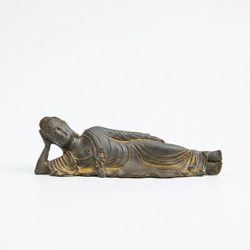 Natural Rust Iron & Resin Reclining Buddha Statue for Inner Peace & Spiritual Protection