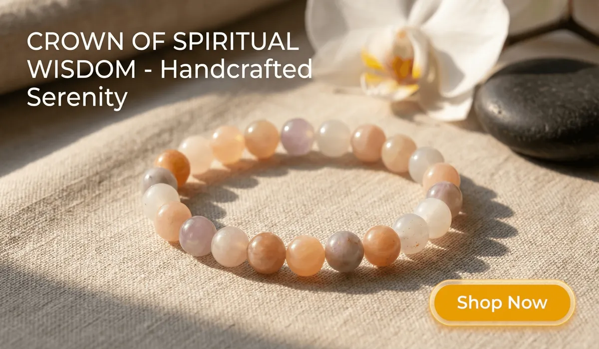 Violet Stone Beads Bracelet - Crown of Spiritual Wisdom, handcrafted healing stone jewelry for meditation and mindfulness.