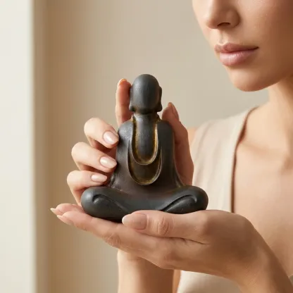 Natural Rust Iron & Resin Zen Buddha Statue for Inner Calm & Spiritual Mindfulness