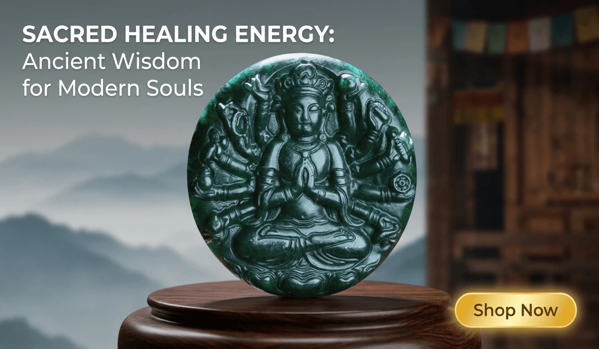 Natural Tibetan Medicine King Stone Thousand-Hand Guanyin Pendant - Sacred Buddhist Healing Jewelry for Spiritual Protection
