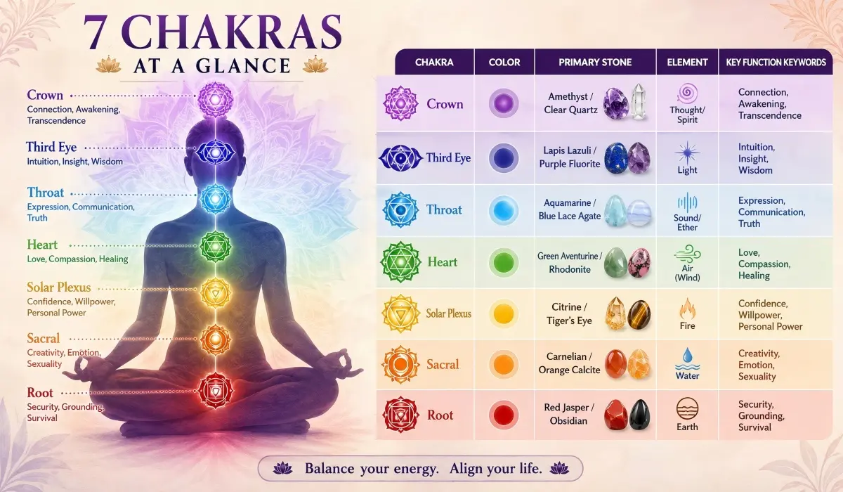 7 chakras at a glance