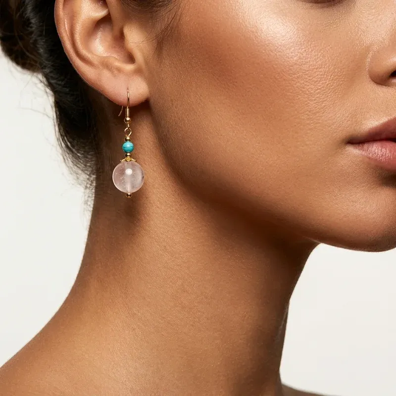 Rose Quartz Rose Quartz Dangle Earrings for Love & Inner Peace