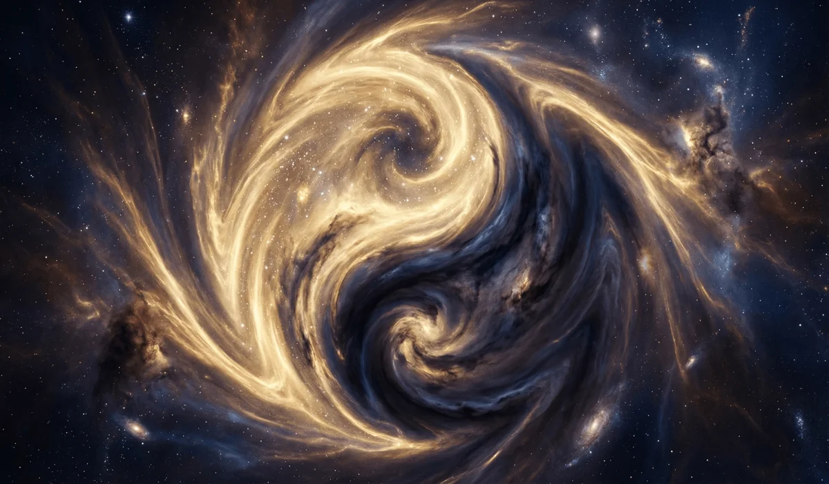 Ancient cosmic origins of the Yin Yang symbol representing the birth of duality from primordial chaos.