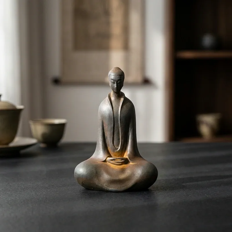 Natural Rust Iron & Resin Buddha Statue for Inner Peace & Zen Mindfulness