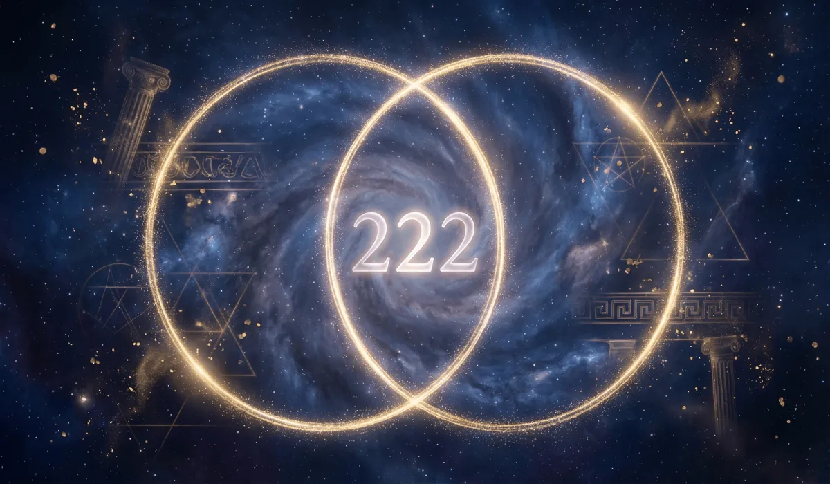 Sacred geometry Vesica Piscis representing the 222 angel number and the Pythagorean birth of duality.