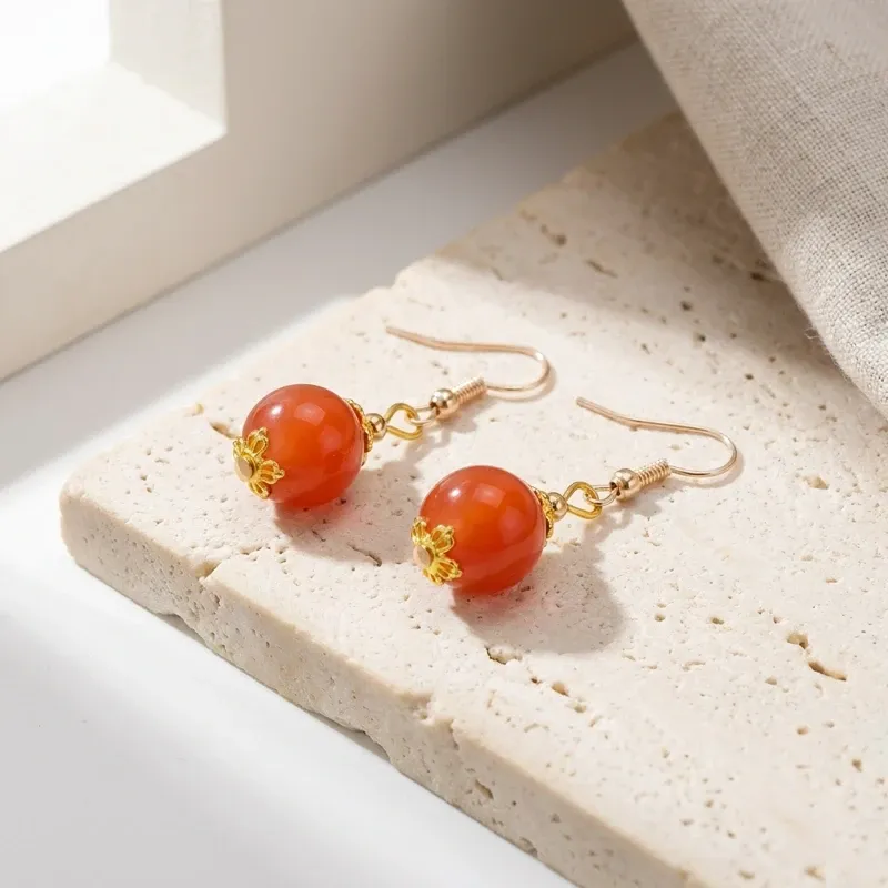 Southern Red Agate Earrings for Energy Balance & Inner Confidence