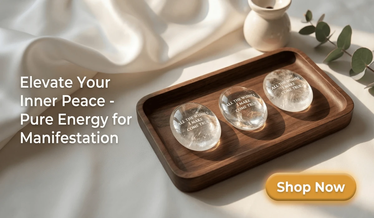Engraved Natural High-Clarity Clear Quartz Palm Stones for Meditation and Manifestation