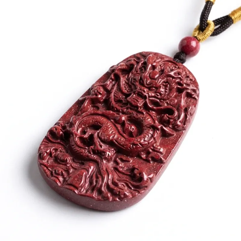 Purple Gold Sand Dragon Cinnabar Pendant Necklace – Protection, Prosperity & Spiritual Harmony