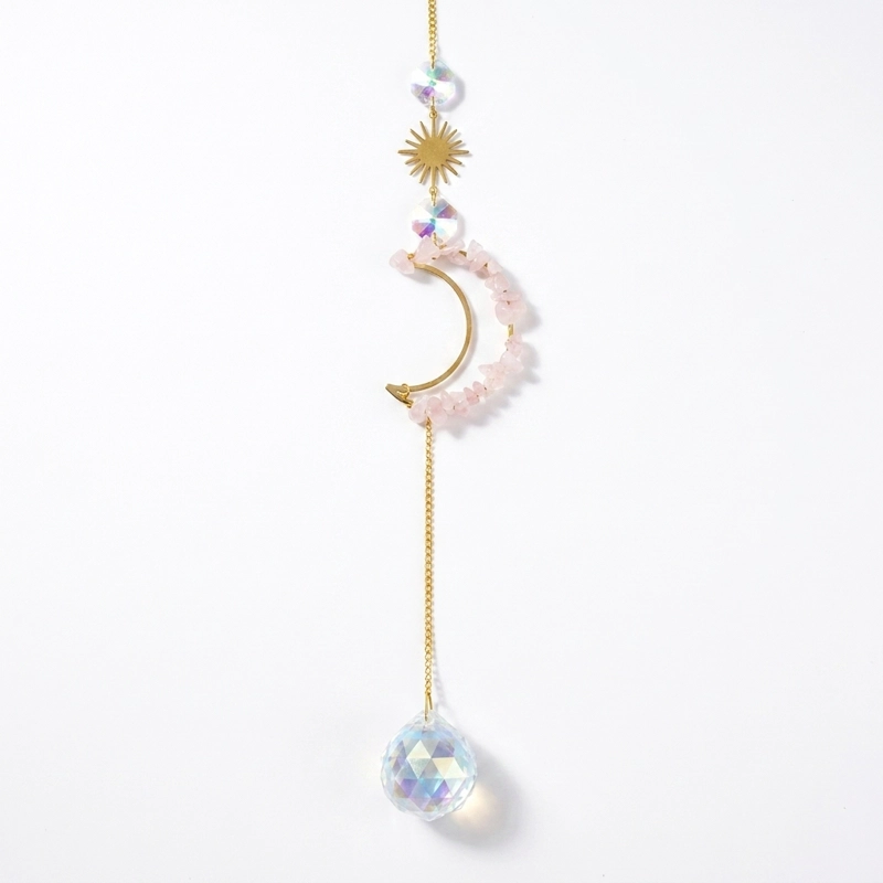 Rose Quartz Moon Sun Catcher for Infinite Love & Inner Peace