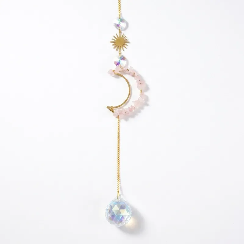 Rose Quartz Moon Sun Catcher for Infinite Love & Inner Peace