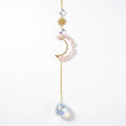Rose Quartz Moon Sun Catcher for Infinite Love & Inner Peace