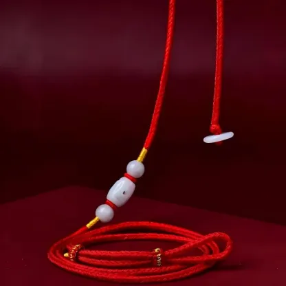 Adjustable Jade Barrel Bead Red String Waist Chain for Women, Chinese Lucky Belly Chain