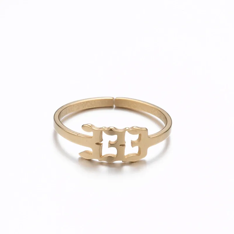 Adjustable Stainless Steel Angel Number Ring – Gold & Silver-Tone Numerology Band