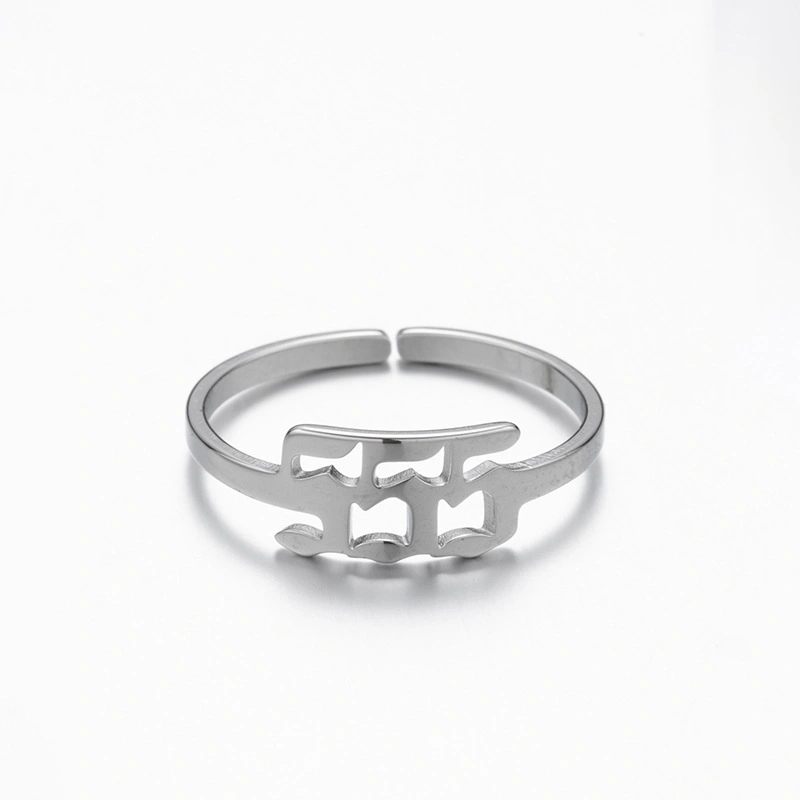 Adjustable Stainless Steel Angel Number Ring – Gold & Silver-Tone Numerology Band