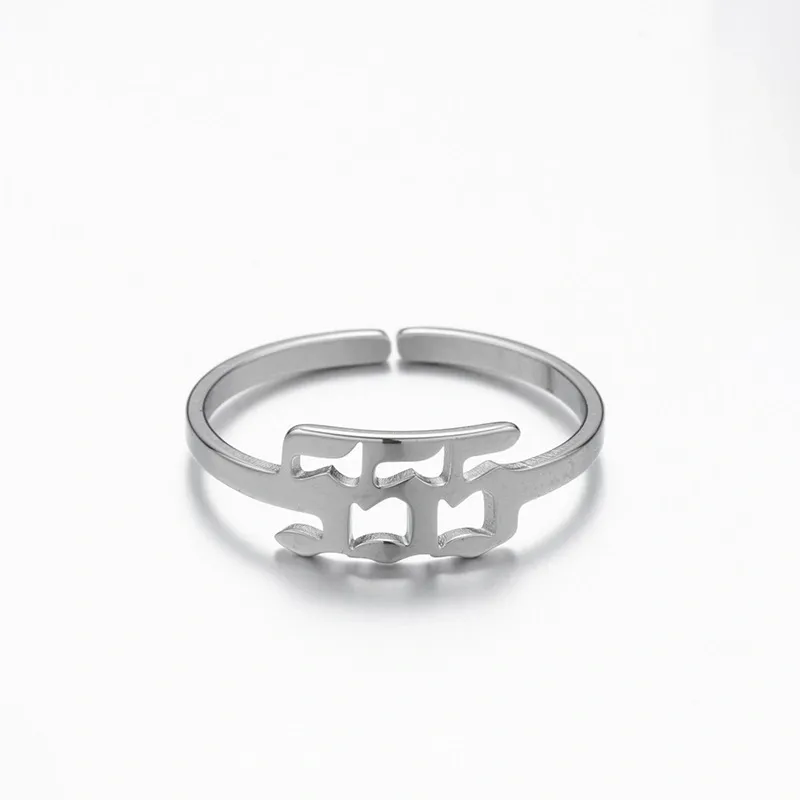 Adjustable Stainless Steel Angel Number Ring – Gold & Silver-Tone Numerology Band