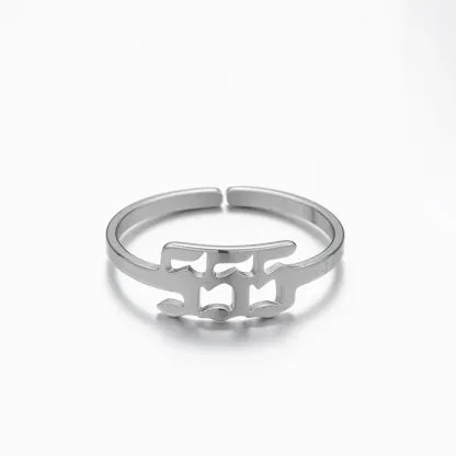 Adjustable Stainless Steel Angel Number Ring – Gold & Silver-Tone Numerology Band