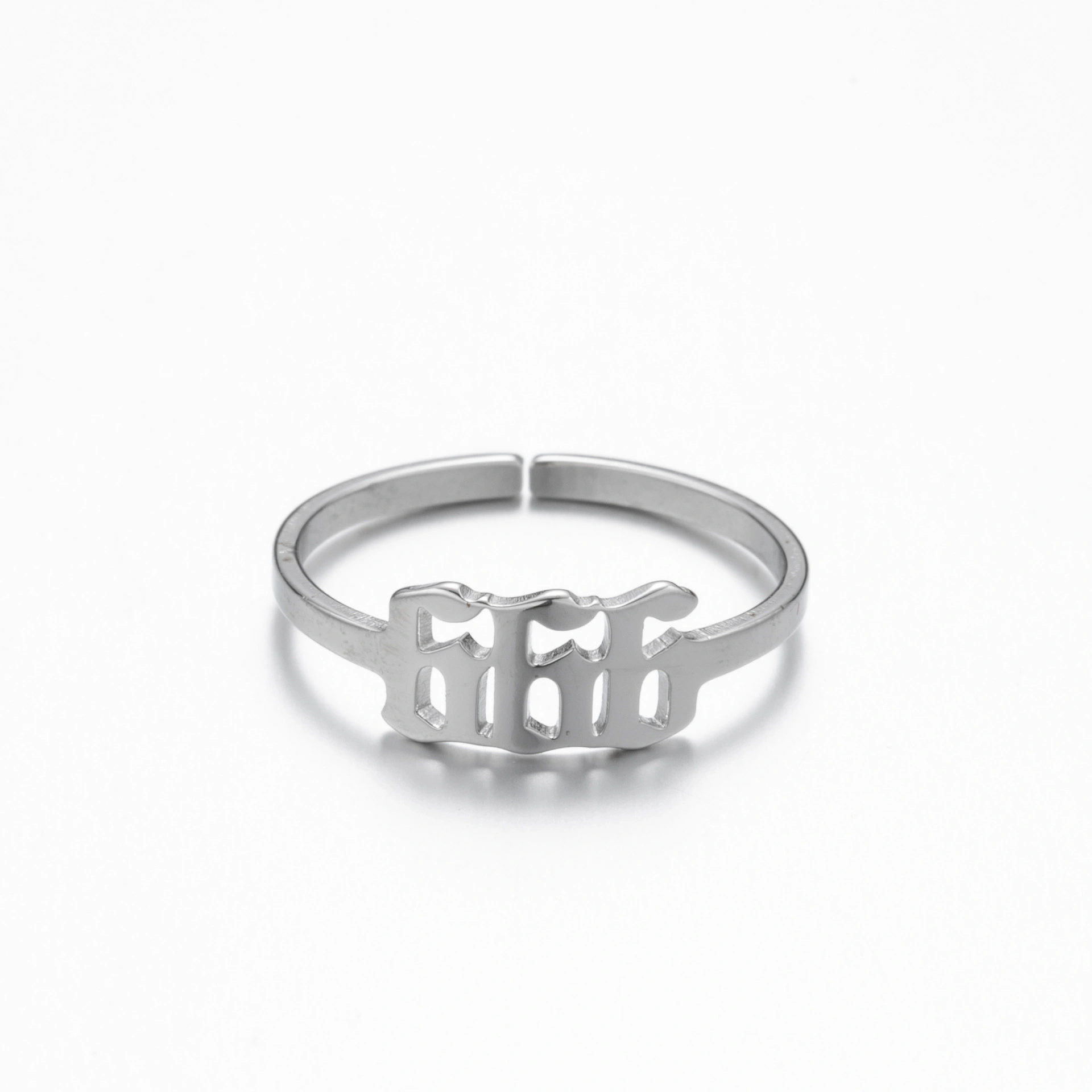Adjustable Stainless Steel Angel Number Ring – Gold & Silver-Tone Numerology Band