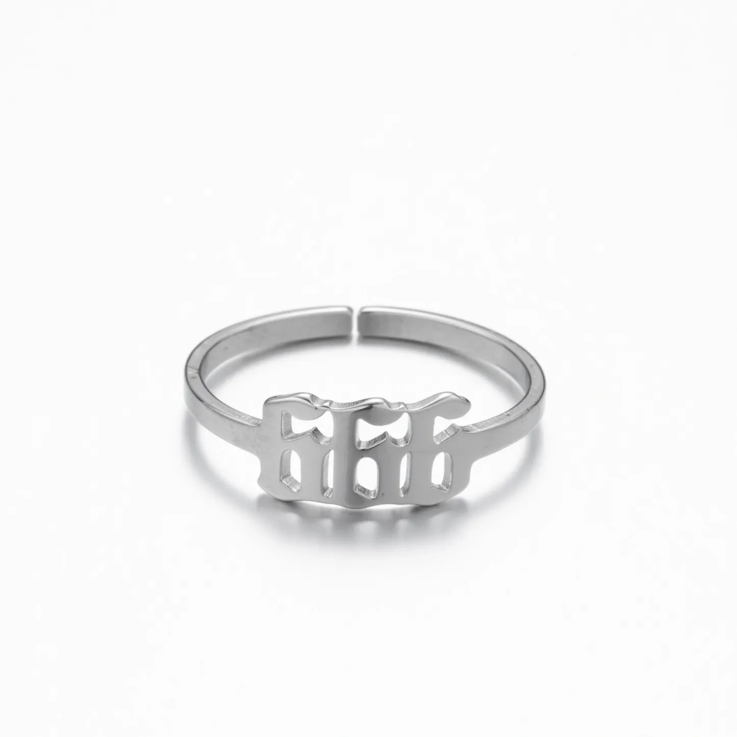 Adjustable Stainless Steel Angel Number Ring – Gold & Silver-Tone Numerology Band