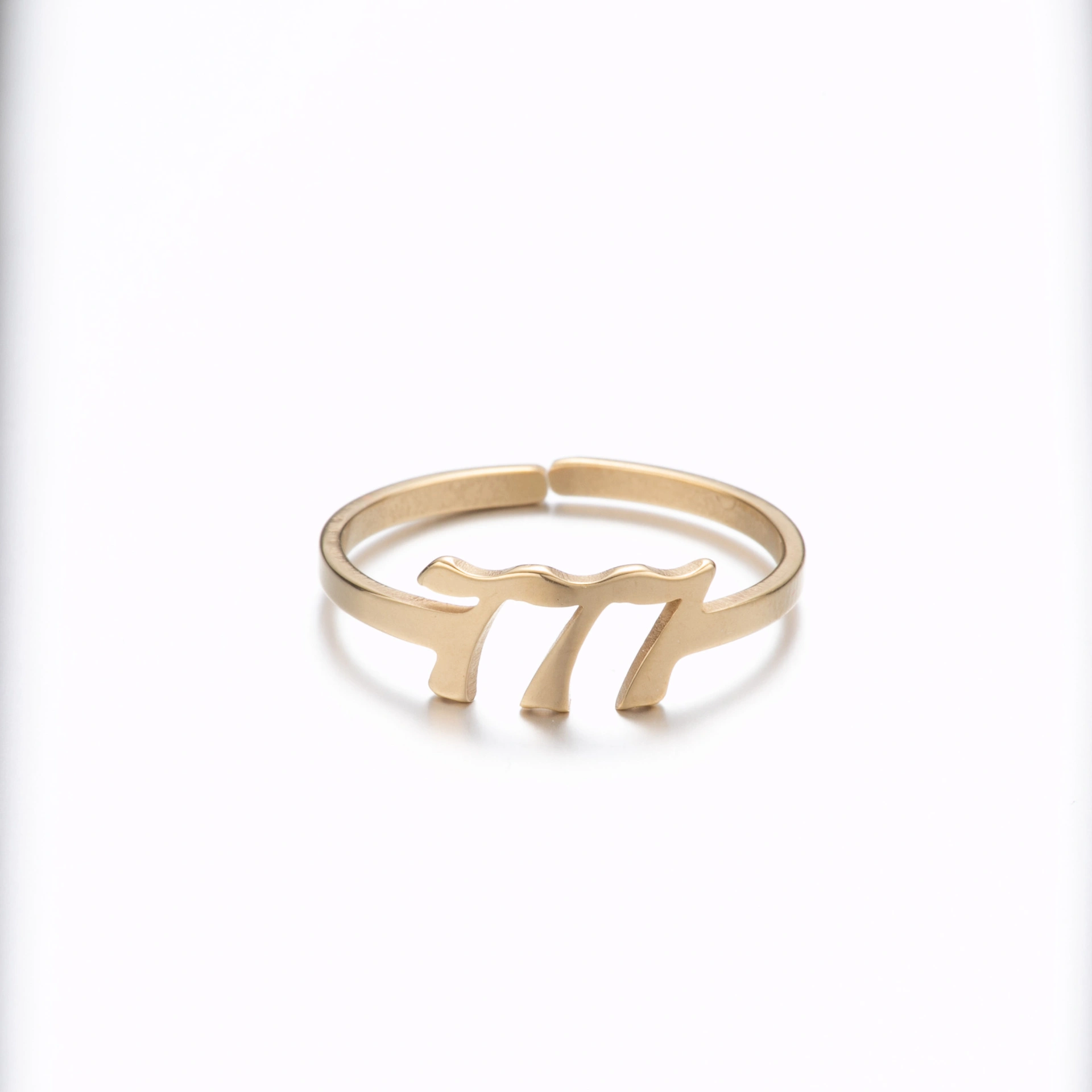 Adjustable Stainless Steel Angel Number Ring – Gold & Silver-Tone Numerology Band