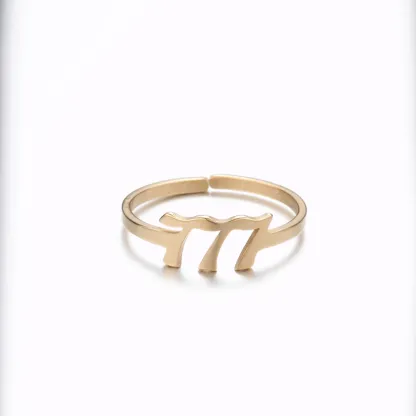 Adjustable Stainless Steel Angel Number Ring – Gold & Silver-Tone Numerology Band